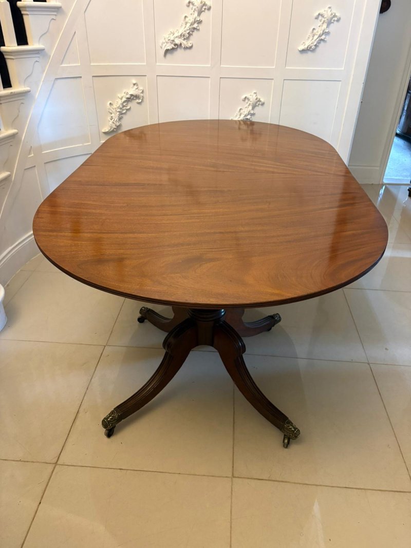 Antique Georgian Three Pillar Mahogany Extending Dining Table 16 Seater - Image 7